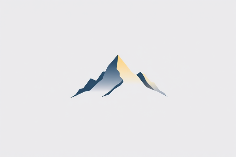 high-quality minimalist logo design featuring a stylized mountain peak, soft gradients, clean lines, digital art style, captured with a Canon EOS R, 50mm lens, f/1.8, ISO 100, natural light, high resolution