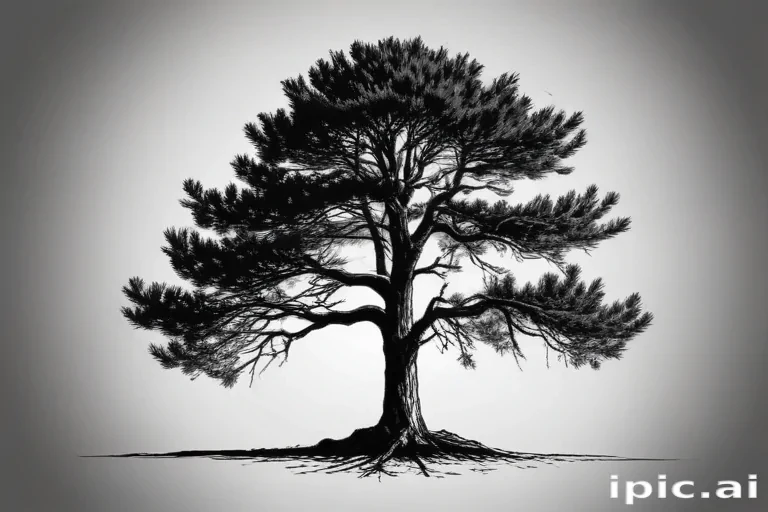 black and white pine tree clip art