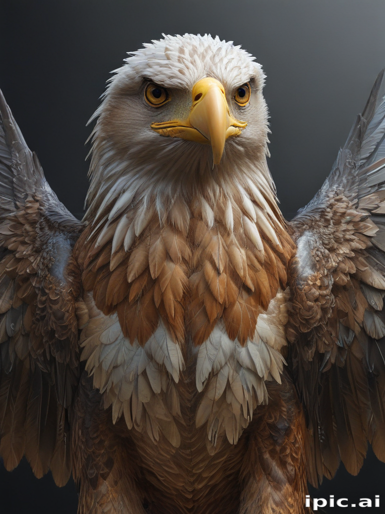 Majestic Eagle with Impressive Feathers and Intense Gaze Against Dark ...