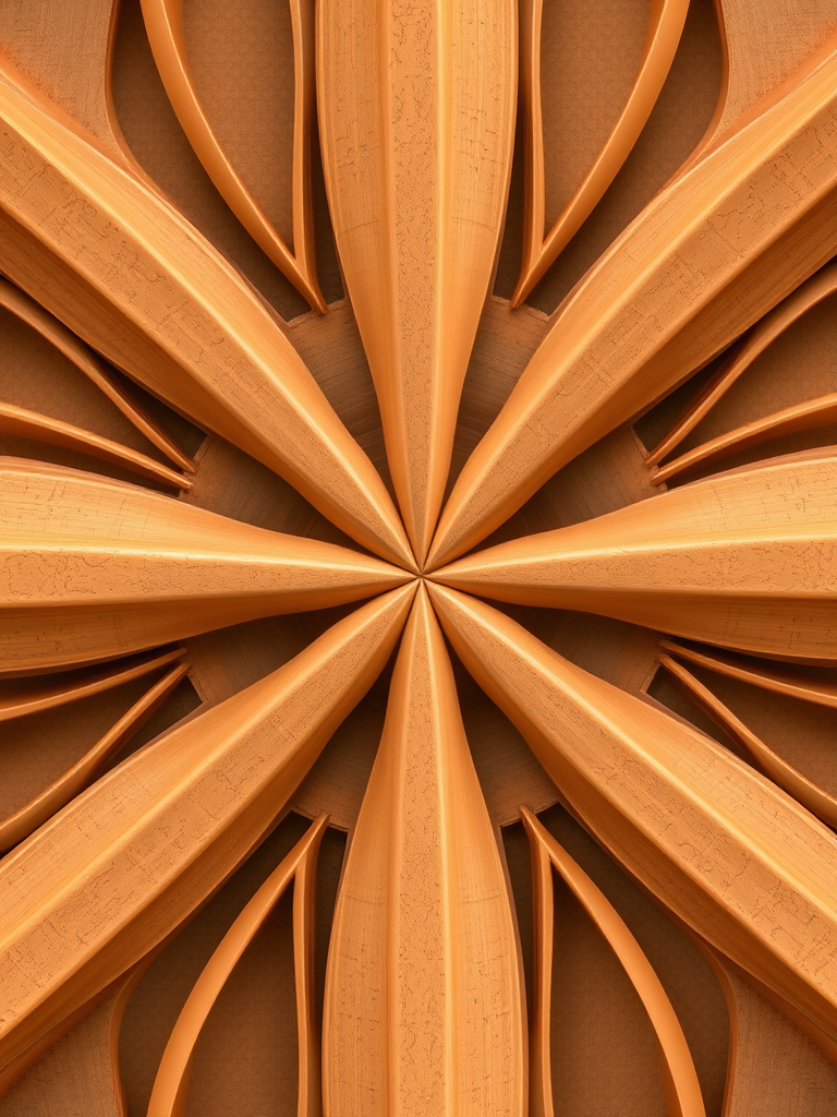 Create an abstract pattern with intersecting lines and curves in a warm brown color palette, captured with a Canon EOS R5 at f/8, ISO 100, 1/125s, in a top-down view using a macro lens for enhanced detail and sharpness.