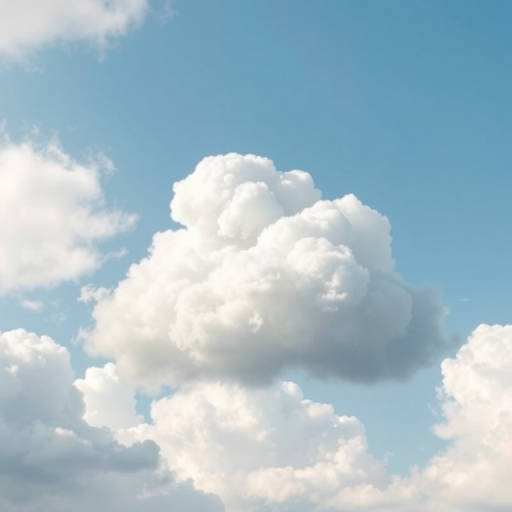 Create a fluffy, cartoon-style cloud with soft, rounded shapes, using a high-resolution setting of 300 DPI, a macro camera view, a watercolor style, and a DSLR camera type.