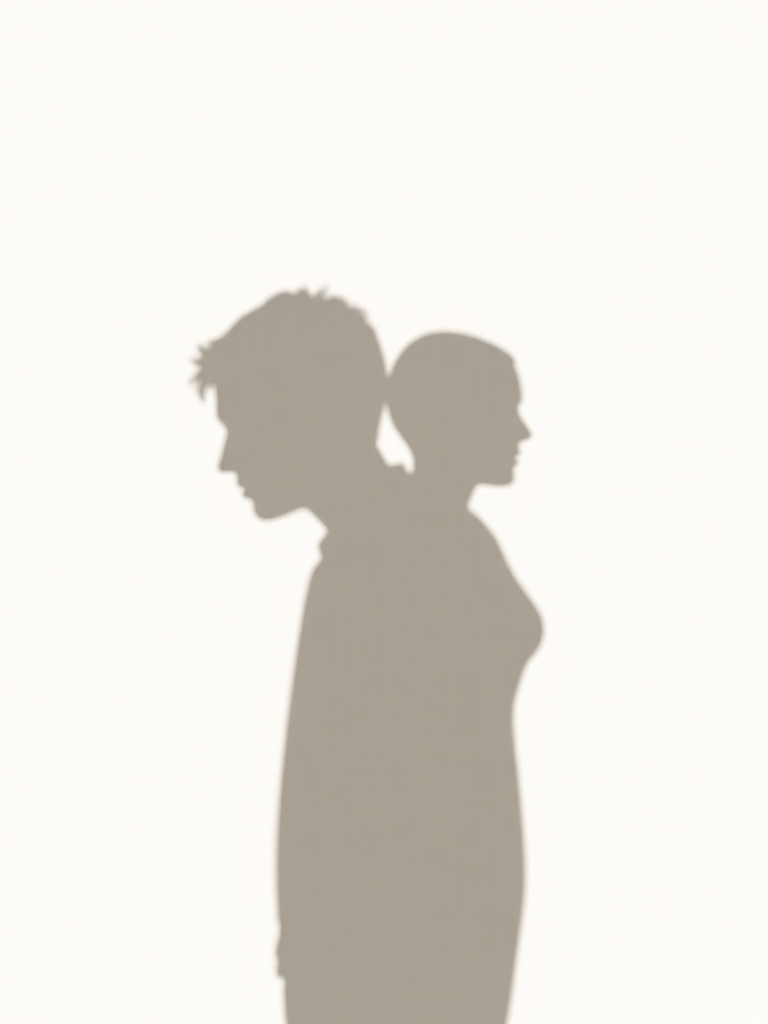 Create a high-resolution silhouette image of two overlapping shapes against a white background, taken with a DSLR camera at 50mm focal length, f/2.8 aperture, ISO 100, in natural light, using a shallow depth of field for enhanced contrast.