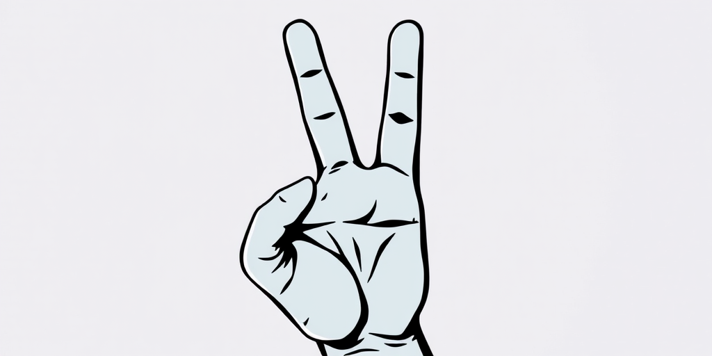 Create a high-resolution illustration of a stylized hand making a shaka sign with sharp black outlines and minimal color, using a Canon EOS R5 camera at f/4, ISO 100, 1/125s in a macro view with a soft-focused background to enhance the hand details.