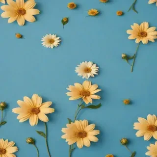 blue background with flowers