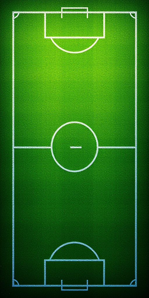create a high-resolution image of a soccer field featuring a vibrant green grass pitch with white lines, viewed from a top-down perspective, using a DSLR camera type, focal length of 24mm, aperture set to f/8, ISO 100, and a slightly elevated angle to capture the entire field in detail