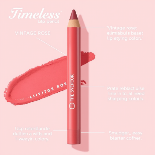 Timeless "Vintage Rose" lip pencil offers a classic, muted rose shade in a creamy, long-wearing formula. This versatile product can be used to line and define lips or filled in for all-over color. The retractable design eliminates the need for sharpening, while the built-in smudger allows for easy blending and softer edges.