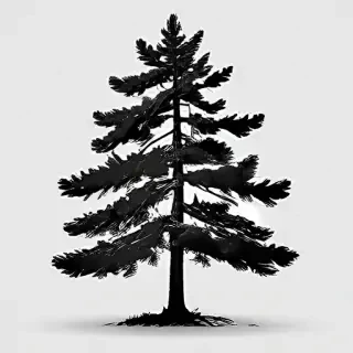pine tree clipart black and white