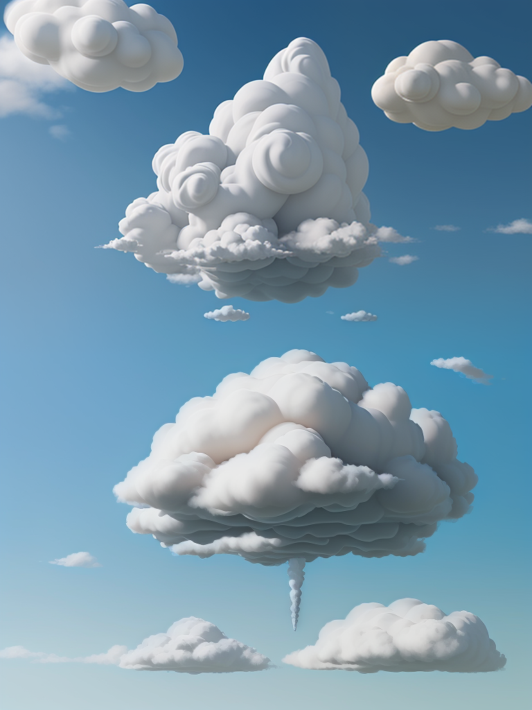 Fluffy White Clouds Floating Gracefully Against a Bright Blue Sky