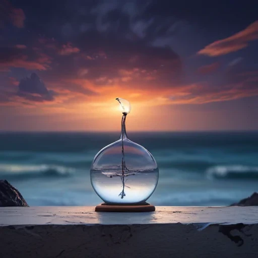 An Enchanting Hourglass Capturing the Beauty of Sunset Over the Ocean