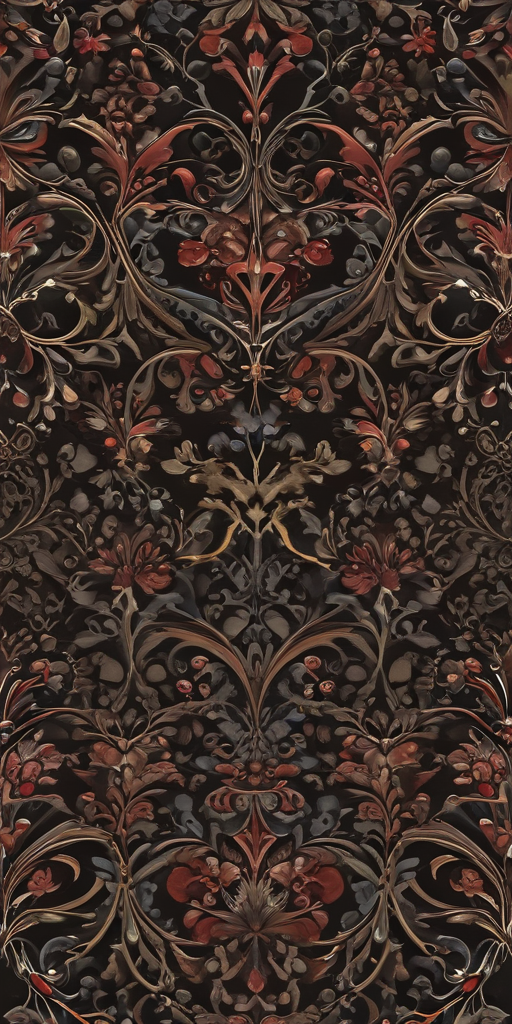 Intricate Floral Design with Rich Colors and Elegant Patterns on Dark ...