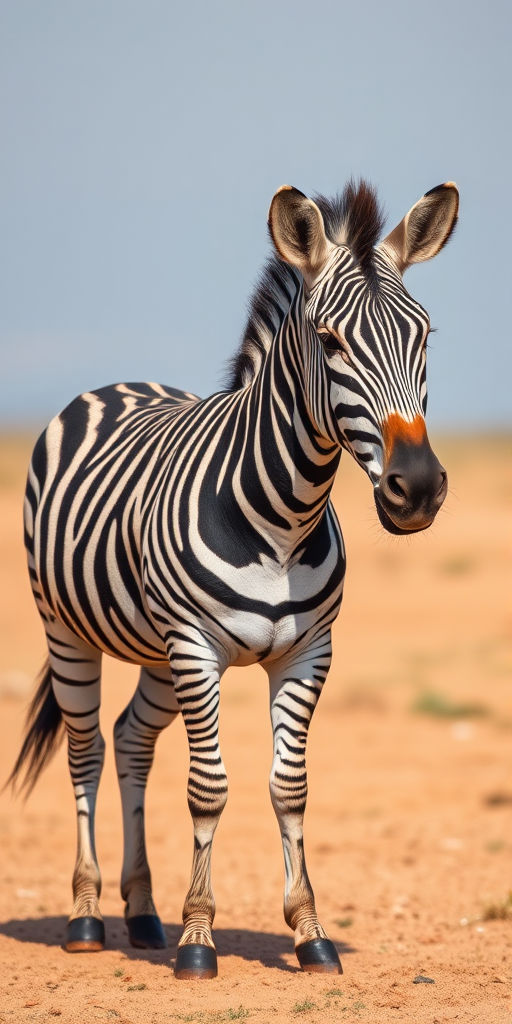 Create a high-resolution image of a zebra standing on a plain background, using a DSLR camera with an 85mm lens, aperture set to f/2.8 for a shallow depth of field, ISO 100 for optimal clarity, and a natural lighting setup to enhance detail in the stripes.