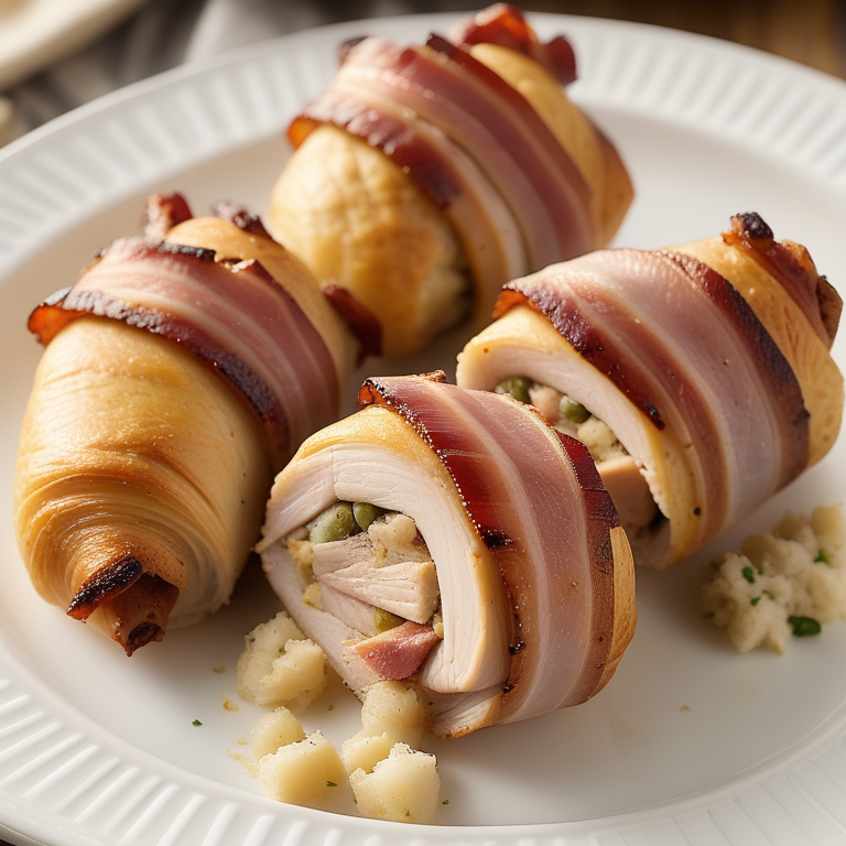 chicken stuffing wrapped in bacon