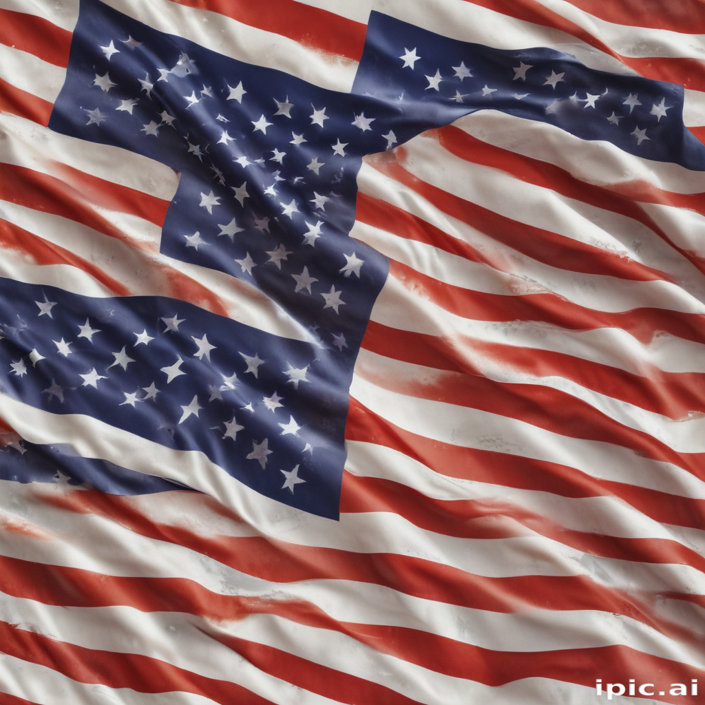 Waving American Flag with a Unique Design Featuring Red and White Stripes