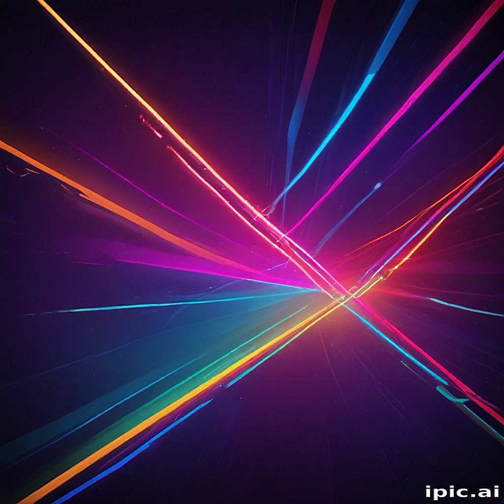 Vibrant Neon Light Trails Creating Dynamic Patterns in a Dark Background