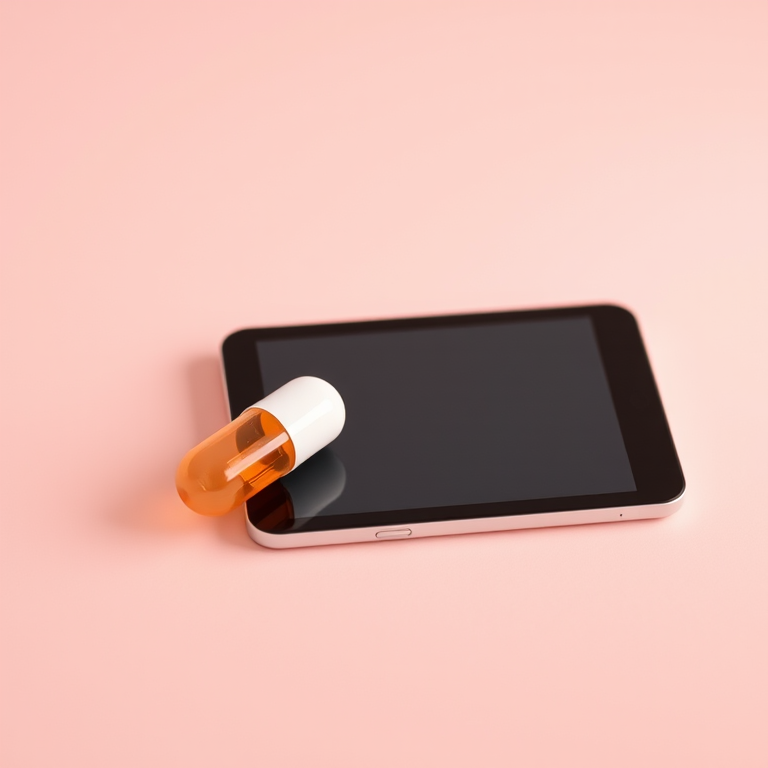 Create a high-quality digital illustration of a capsule and a tablet on a soft pastel background, using a Canon EOS R5 camera with a 85mm f/1.4 lens at ISO 100, aperture f/2.8, and shutter speed 1/125s, focusing on vibrant colors and smooth textures.