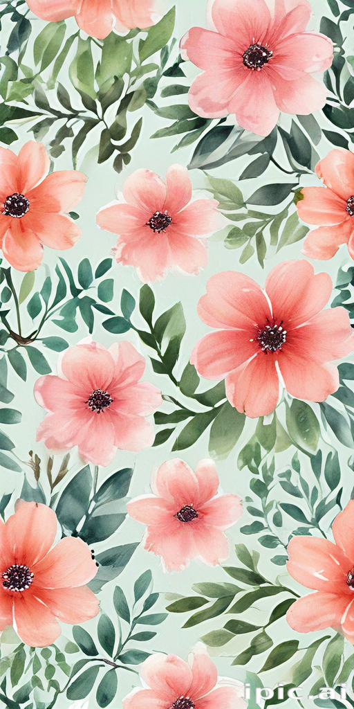Delicate Floral Pattern Featuring Soft Pink Flowers and Green Leaves