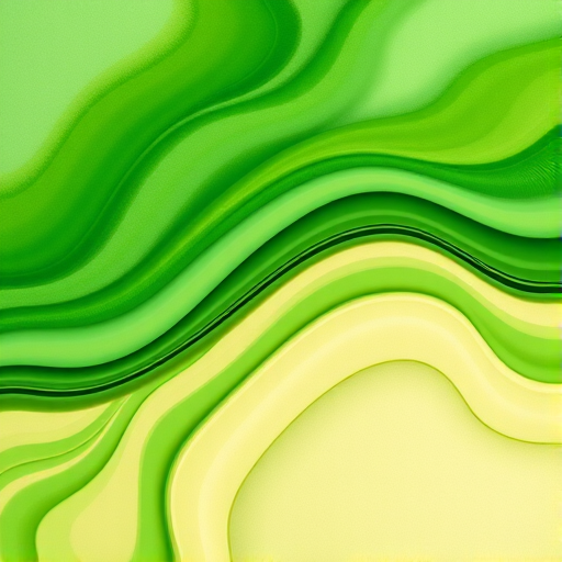 Create a vibrant abstract design with flowing wavy lines in varying shades of green and subtle beige accents, captured with a DSLR camera at f/8, 1/200s exposure, ISO 100, using a top-down view and a macro lens for enhanced detail.