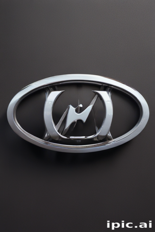 Stylized Chrome Logo of a Modern Automobile Brand on Dark Background