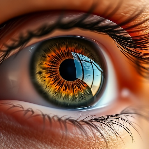 Create a high-resolution image of a close-up eye with intricate detail, using a DSLR camera, 85mm lens, aperture f/1.8, ISO 100, and natural light to enhance colors and textures.