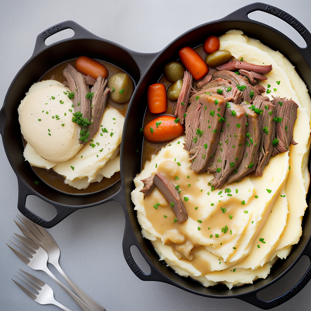 pot roast and mashed potatoes