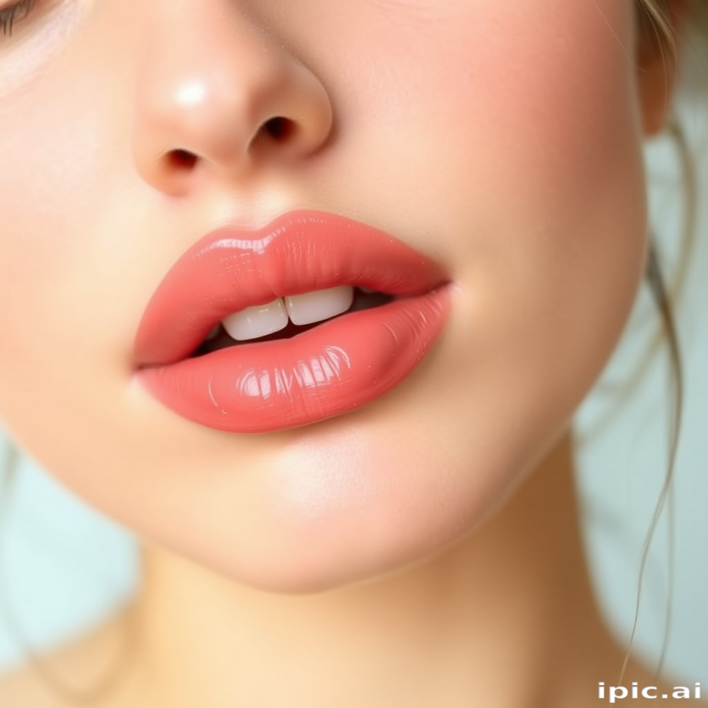 Fresh peachy lips with a sheer tint, embodying a youthful and natural appearance, ideal for everyday wear and no-makeup makeup looks