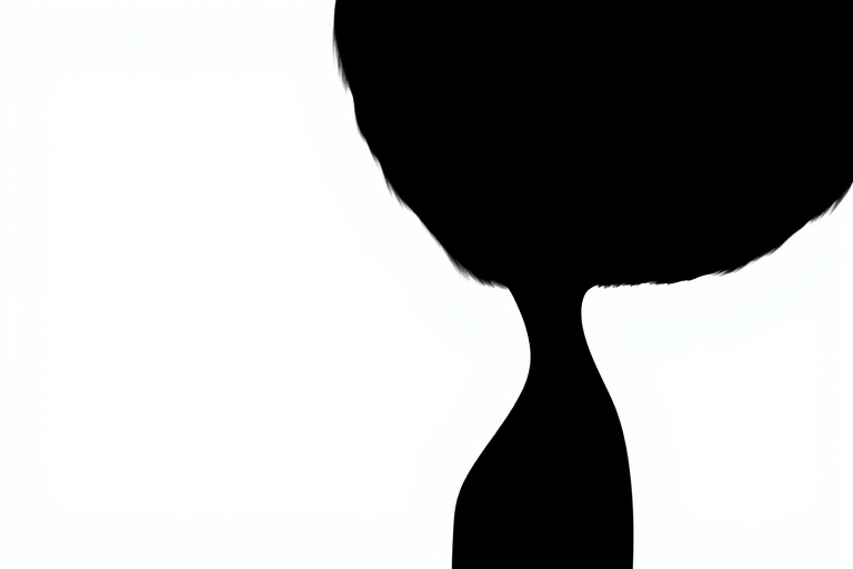 Create an image of a minimalist black abstract silhouette against a white background, captured with a Canon EOS R5 at f/2.8, ISO 100, 50mm focal length, centered composition, using a soft focus lens style.