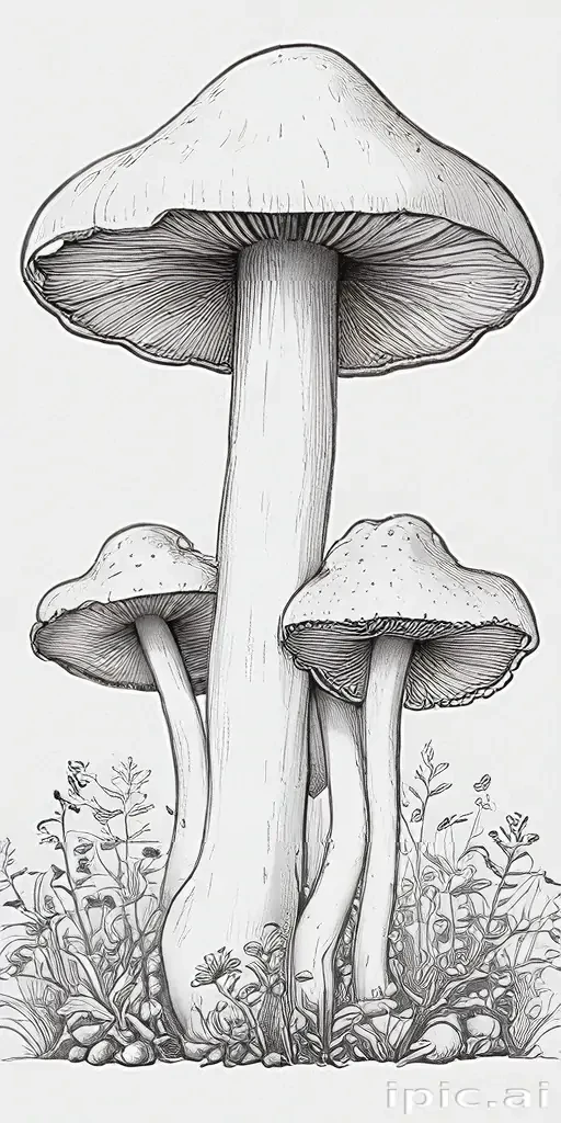 mushroom line art