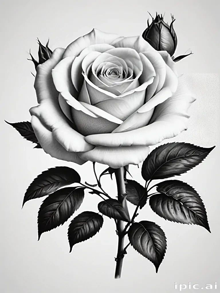 roses clipart black and white