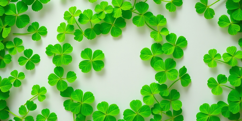 Generate a high-quality circular arrangement of luminous green shamrocks on a transparent background, shot with a DSLR camera at f/2.8 aperture, 50mm lens, ISO 100, top-down view, with soft natural lighting to enhance vibrancy and detail.