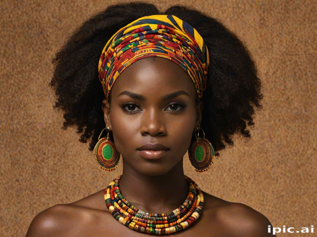 Stunning Portrait of a Woman Adorned in Vibrant Traditional African Jewelry