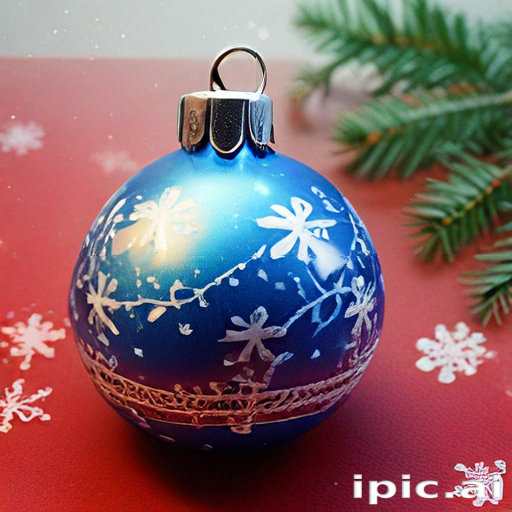 A Beautiful Blue Christmas Ornament with Delicate White Snowflake Designs.