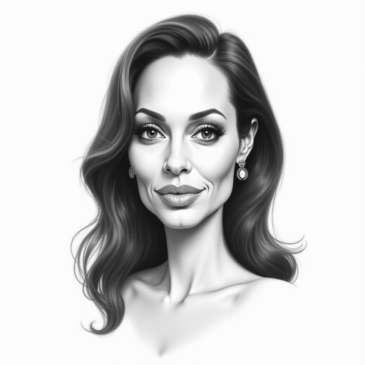 kamala harris caricature. A pencil-drawn caricature of the actress Angelina Jolie