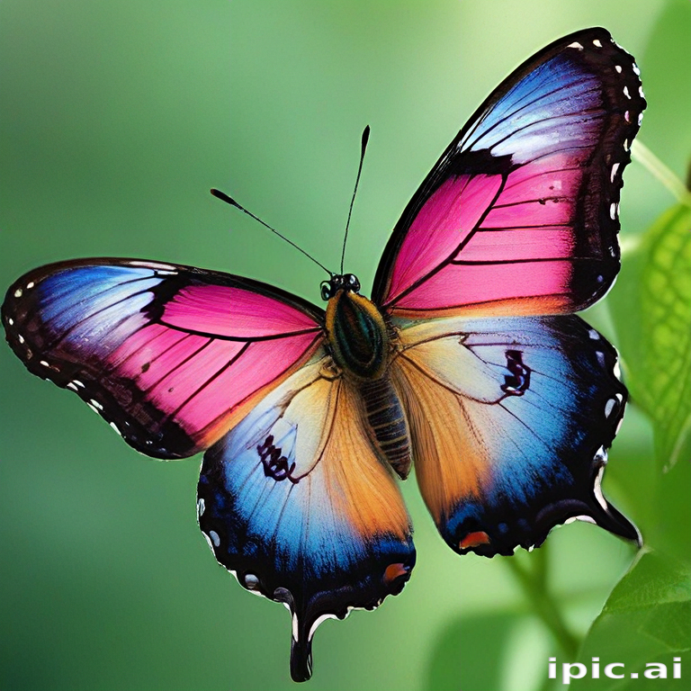 Vibrant Butterfly Displaying Stunning Colors Against a Soft Green ...