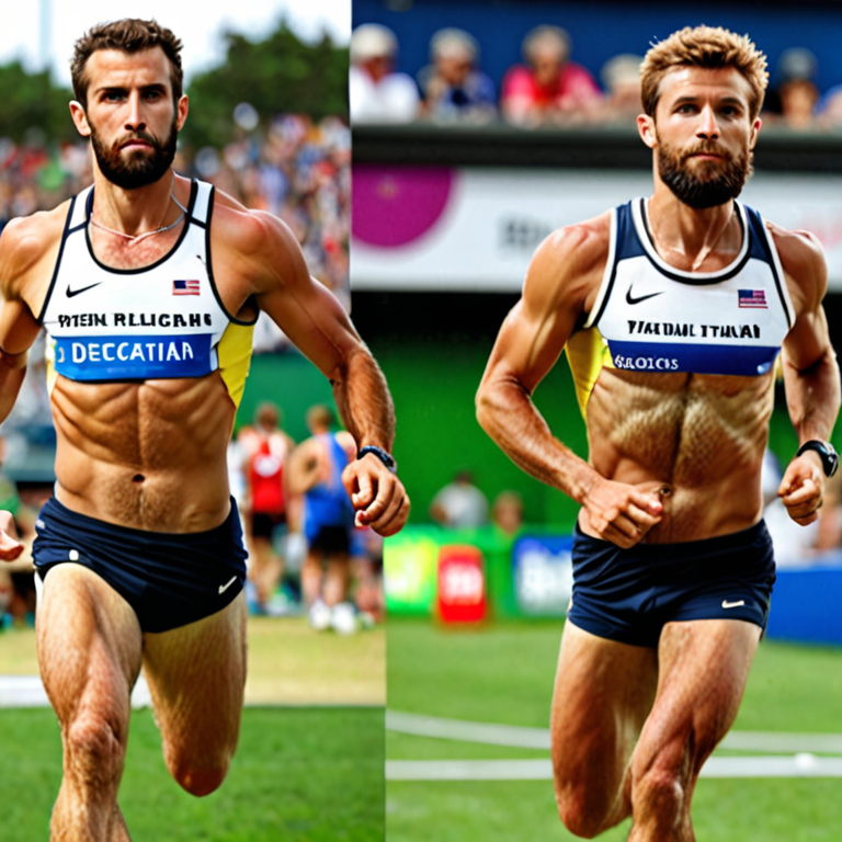 Photo realistic decathletes  all with short beards
