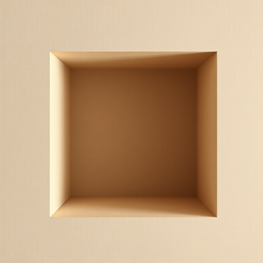 create a hyper-realistic 3D rendering of a square recess in a textured beige wall with soft lighting, 35mm lens, f/8 aperture, ISO 100, top-down view, DSLR camera