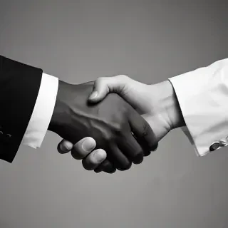 handshake black and white