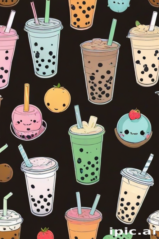 cute boba tea wallpapers