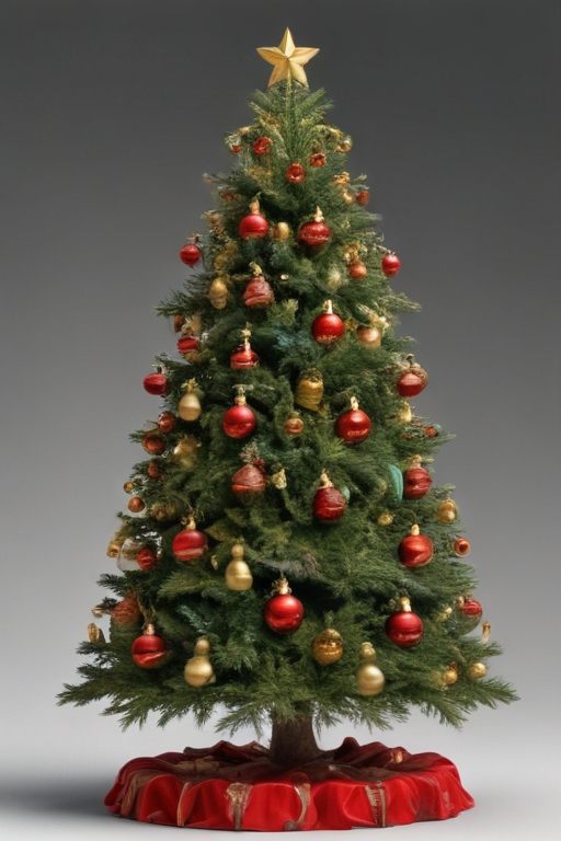 Beautifully Decorated Christmas Tree with Ornaments and a Star on Top