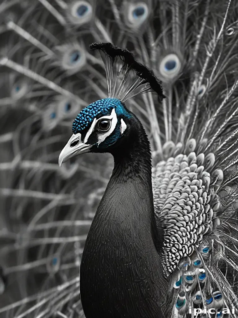 peacock black and white