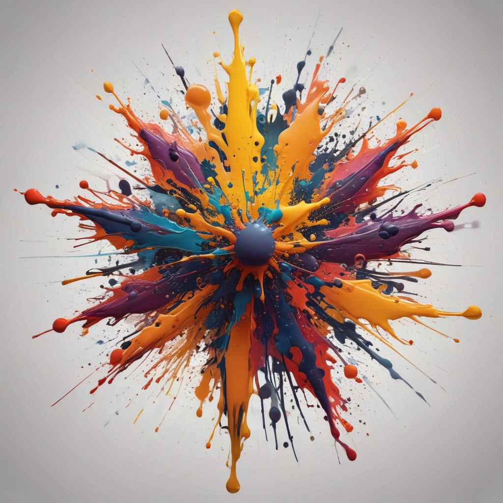 Vibrant Explosion of Colorful Paint Splashes Creating a Dynamic Art Piece
