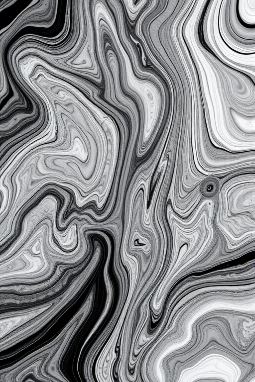 Generate a high-resolution abstract black and white texture with swirling lines and patterns, camera settings: ISO 100, f/8, shutter speed 1/60, camera view: top-down, camera style: macro, camera type: DSLR.