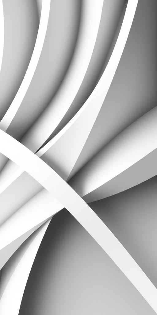 Generate an abstract black and white geometric pattern with sharp angles and smooth curves, shot with a DSLR camera at f/8 aperture, ISO 100, 50mm lens, landscape orientation, natural lighting, high contrast.