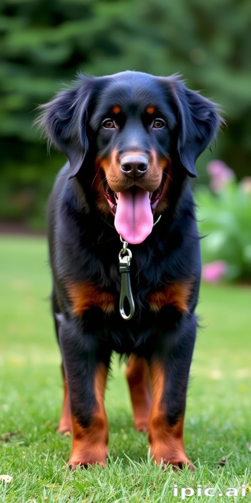 A Happy Rottweiler Dog Standing in a Beautiful Green Park Setting