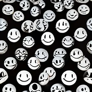 white smiley face black background