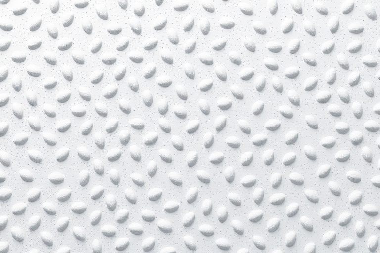 Generate a high-resolution image of a textured background with evenly spaced drop-shaped depressions in a light gray color, using a DSLR camera at f/8 aperture, ISO 200, shutter speed 1/125s, with a top-down view and soft diffused lighting to enhance details.