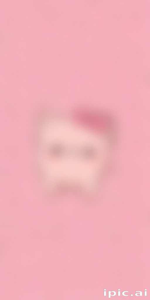 Pink Thinking Tooth A Cute Cartoon Tooth Character with a Pink Background and Bow.
