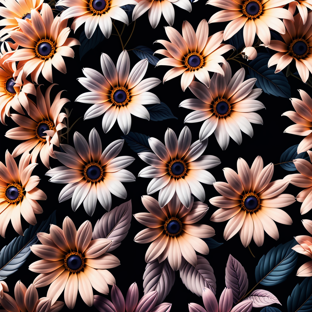 A Vibrant Floral Pattern Featuring Elegant Flowers Against a Dark ...