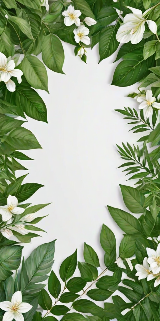 white and greenery background