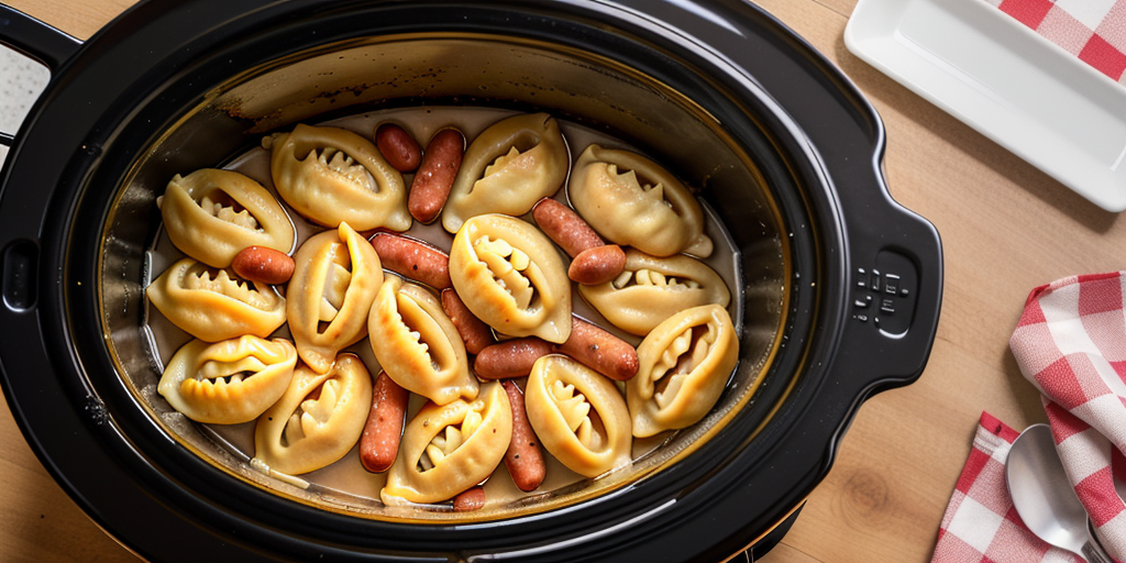 kielbasa and pierogies in crock pot