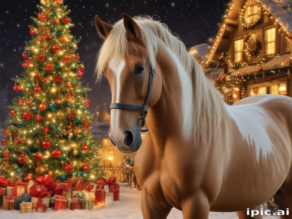 Majestic Horse Standing Proudly in Front of a Festively Decorated ...